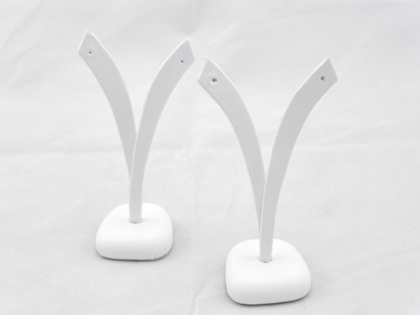 Angel Wings Earrings Stand Large White Leatherette