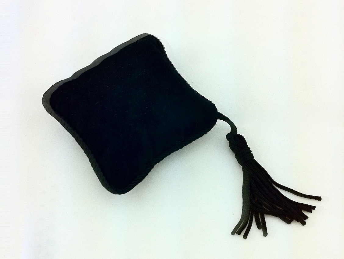 Small Black Suede Pillow with Tassel
