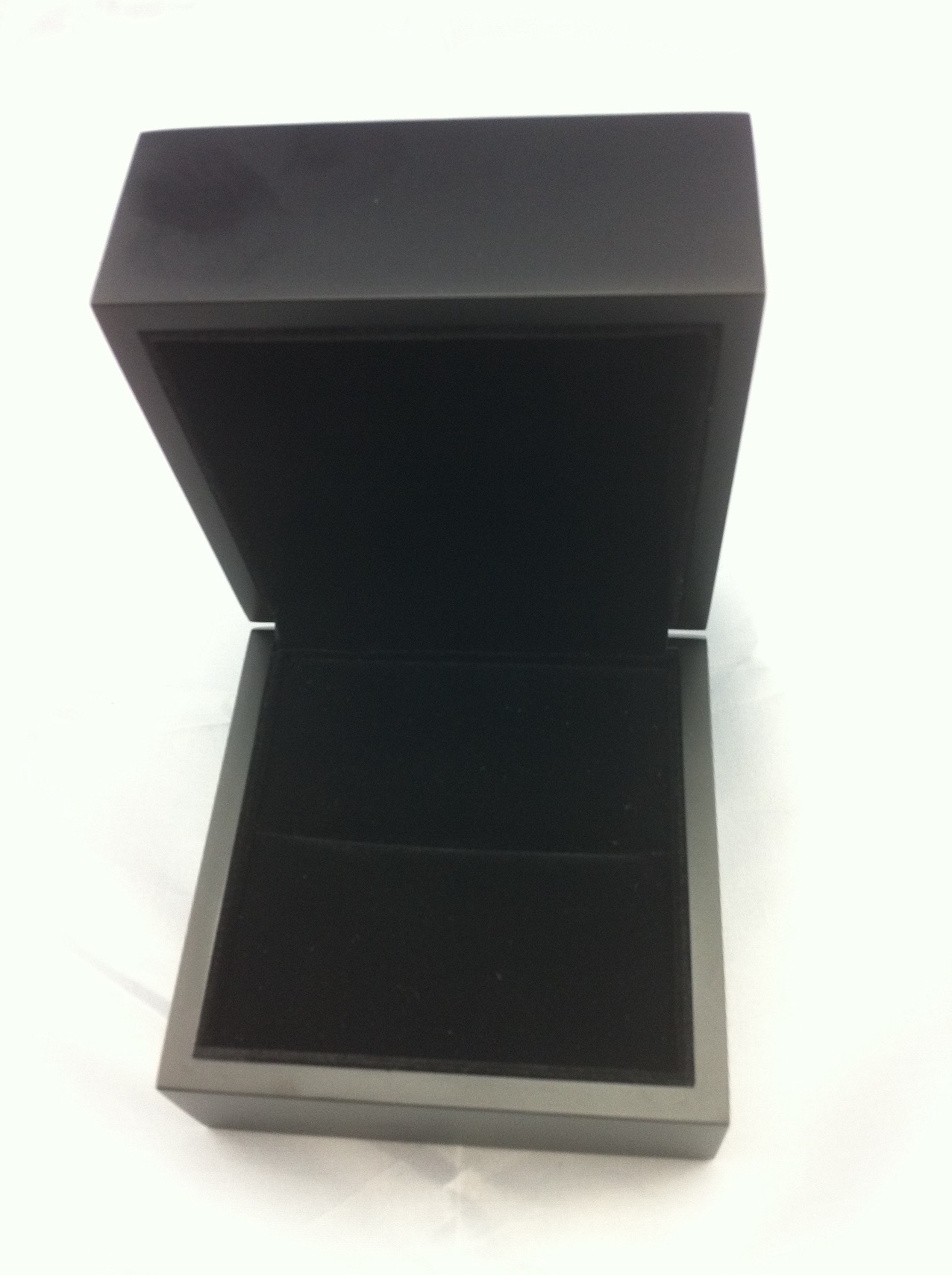 Large matte black ring box with black suede interior